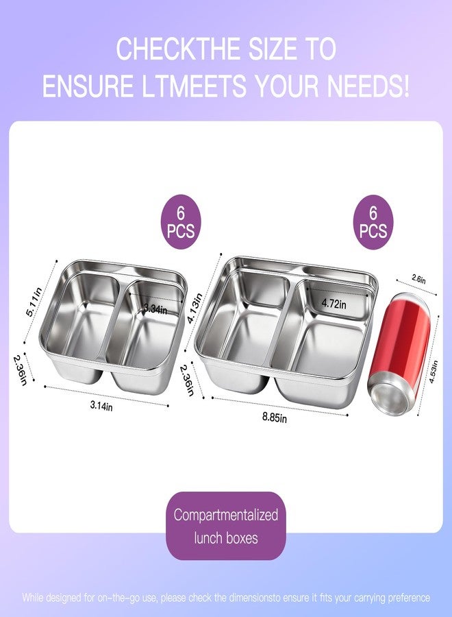 GIUOIDUO 12-Piece Stainless Steel Snack Containers Reusable, Grab and Go 2 Compartment Food Storage Containers with Leakproof Lids for Travel and Outdoor Camping School Lunch Prep Dishwasher Safe - Image 3